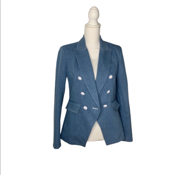 Kourt Doublebreasted Blue Denim Blazer 